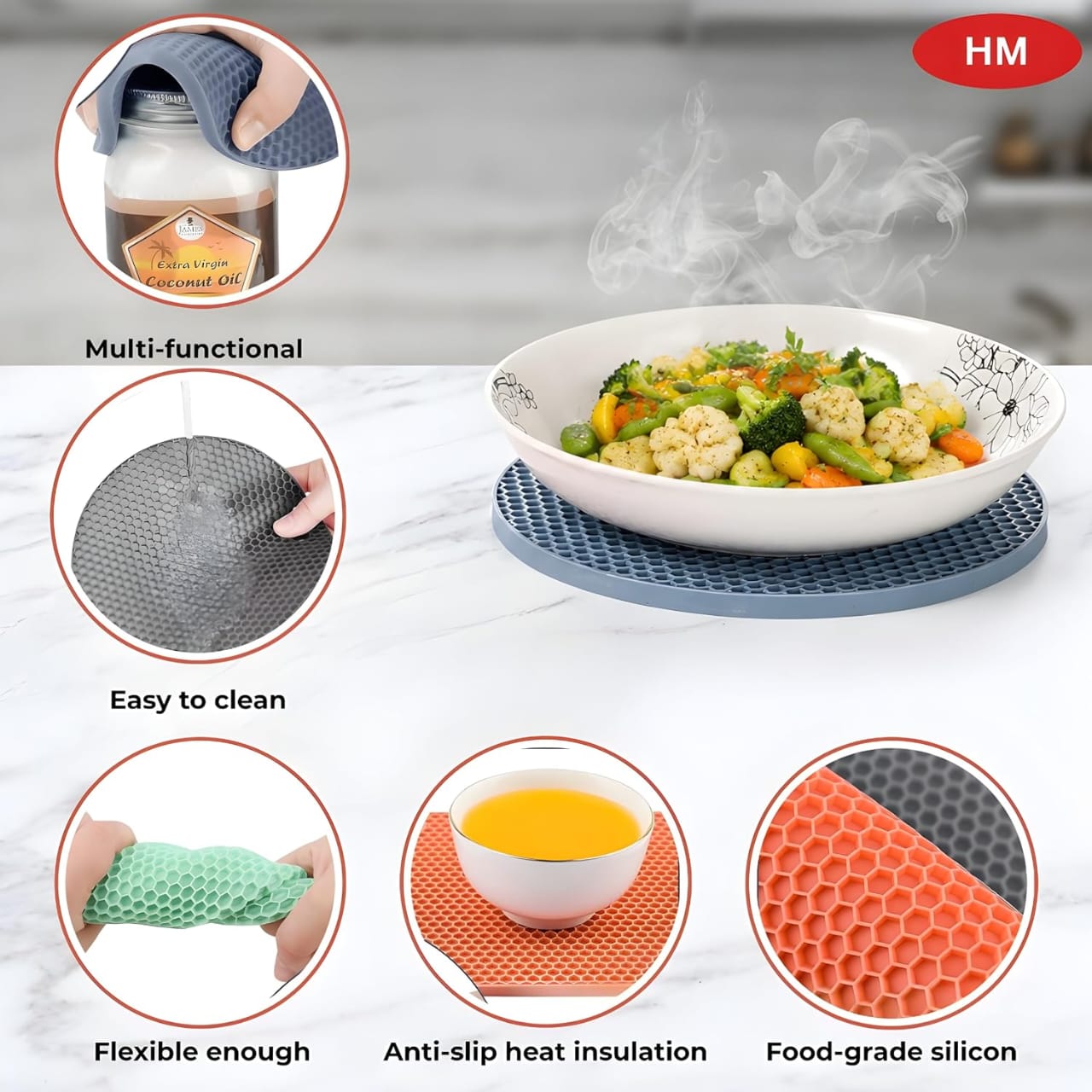 SILICONE NON SLIP HEAT RESISTANT MULTI MAT - PLACEMAT - Image 4