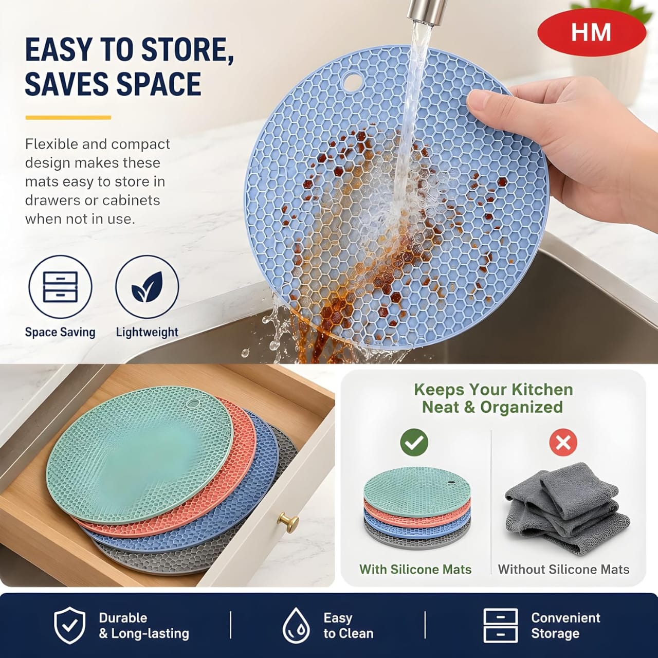 SILICONE NON SLIP HEAT RESISTANT MULTI MAT - PLACEMAT - Image 6
