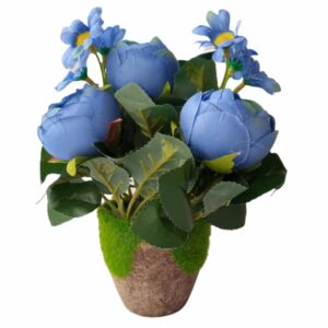 FLOWER IN A SMALL WOODEN POT( 5 ROSES) Short