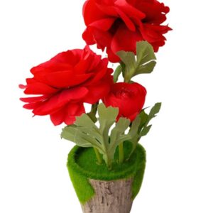 FLOWER IN A WOODEN POT(Long/Double Rose)