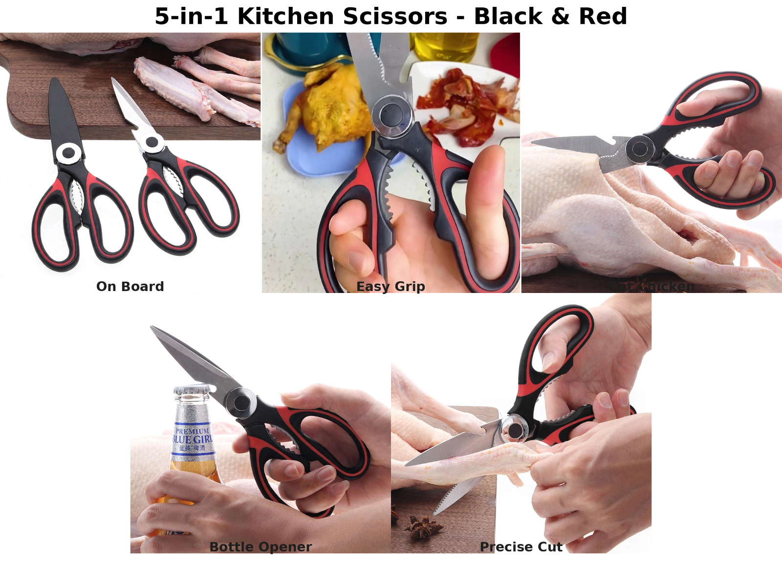 KITCHEN SCISSORS(BLACK,BLACK&RED) - Image 6