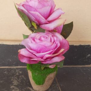FLOWER IN A WOODEN POT(PINK)